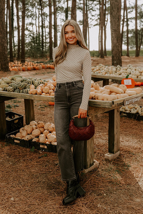 Subtle Shine Embellished Mesh Top in Beige Image - 3