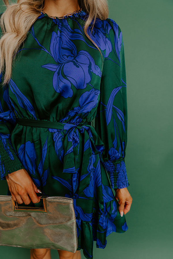 Rooftop Cocktails Floral Satin Mini Dress Image - 4