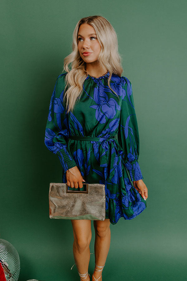 Rooftop Cocktails Floral Satin Mini Dress Image - 3