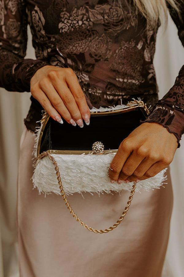 Maxi Ruffle Evening Purse in Ivory Image 2