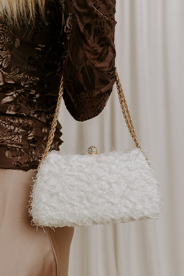 Maxi Ruffle Evening Purse in Ivory Image 4