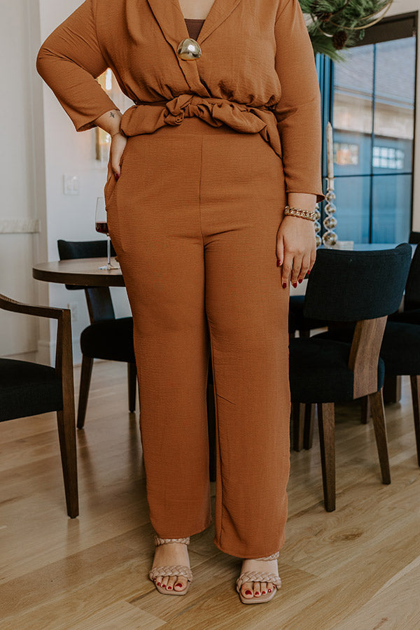 First Class Plans High Waist Pants in Camel Curves Image - 2