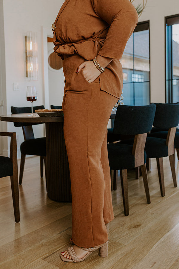 First Class Plans High Waist Pants in Camel Curves Image - 3