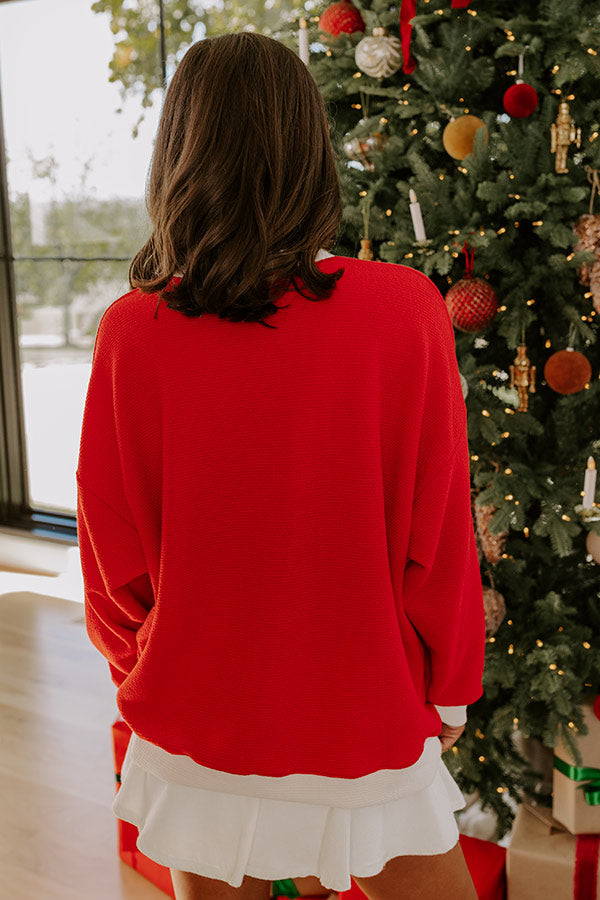 Merry Graphic Waffle Knit Long Sleeve Top Image - 5