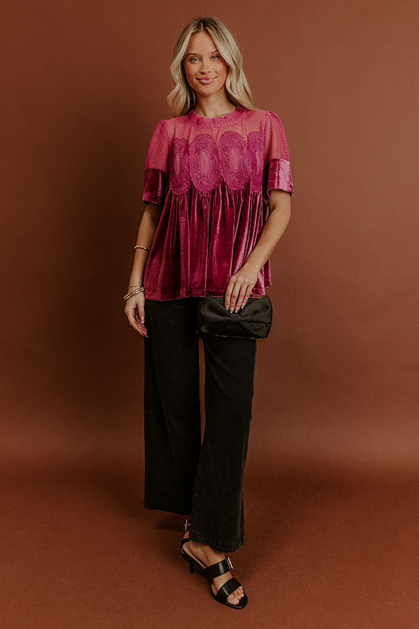 Delicate Daze Velvet Top in Vineyard Grape Image - 2