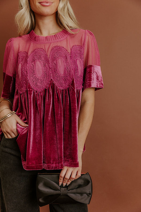 Delicate Daze Velvet Top in Vineyard Grape Image - 3