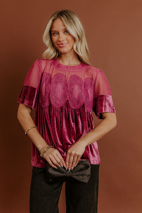Delicate Daze Velvet Top in Vineyard Grape Image - 4