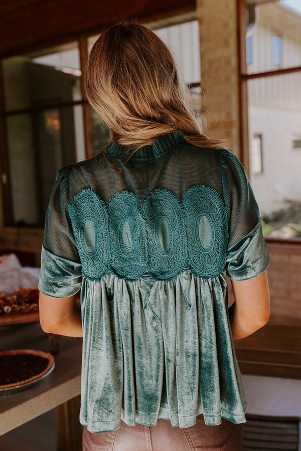 Delicate Daze Velvet Top in Teal Image - 5