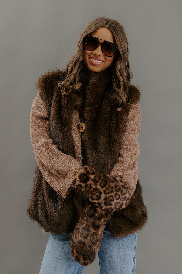 Midnight In France Faux Fur Vest in Chestnut Image - 1