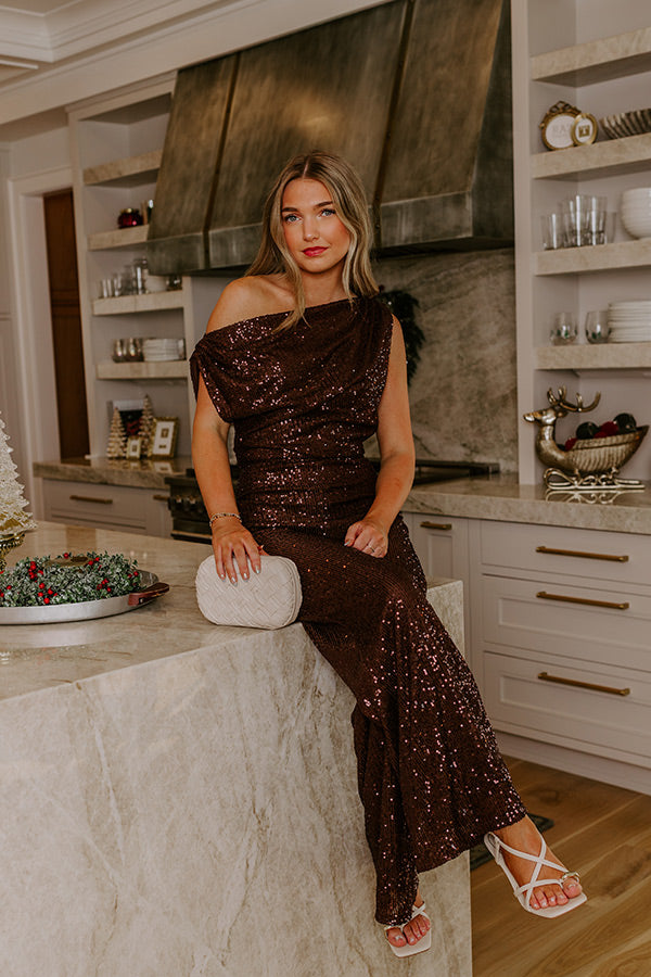 Chic Celebration Sequin Jumpsuit in Chestnut Image - 2