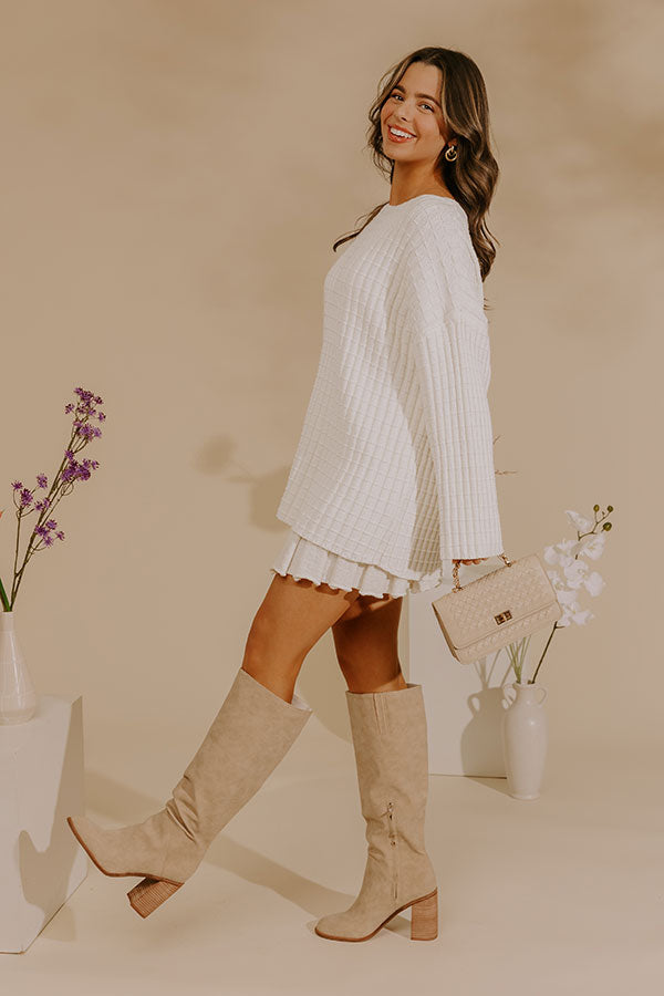 Minimal Muse High Waist Knit Mini Skirt in Cream Image - 2