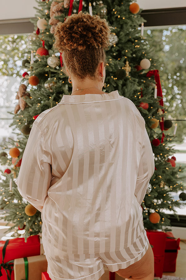 Calm Energy Satin Pajama Top in Champagne Curves Image - 4