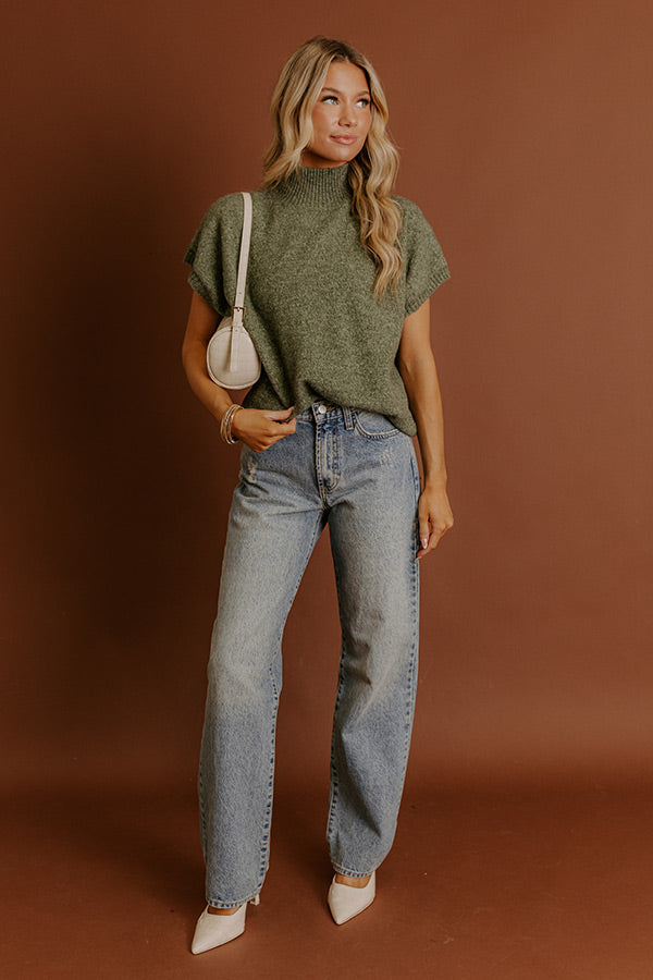 Always Grateful Knit Sweater Top in Olive Image - 2