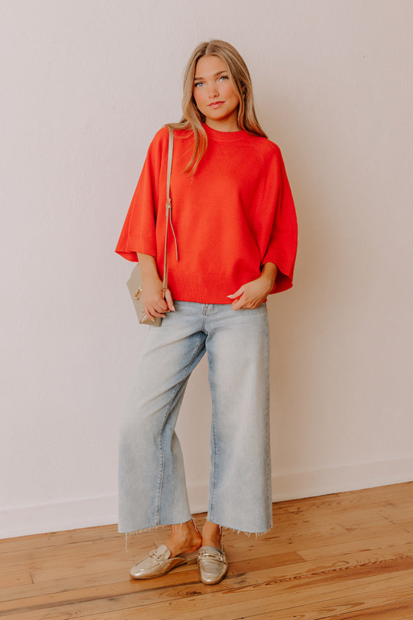 Coffee Shop Cuddles Knit Sweater Top in Scarlet Image - 1