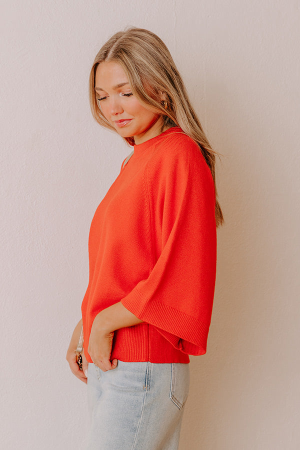 Coffee Shop Cuddles Knit Sweater Top in Scarlet Image - 3