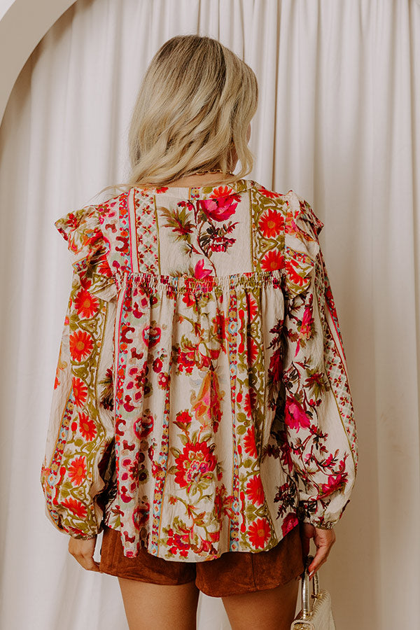 Garden Party Ready Floral Shift Top in French Vanilla Image - 5