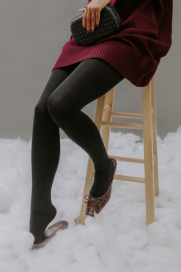 Cozy and Chic High Waist Fleece Lined Tights in Black Image - 1