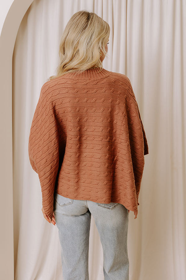 Chic Habits Cable Knit Poncho Top in Mocha Image - 5