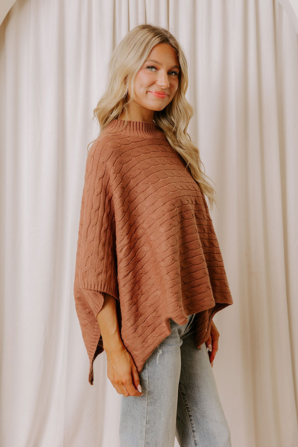 Chic Habits Cable Knit Poncho Top in Mocha Image - 4