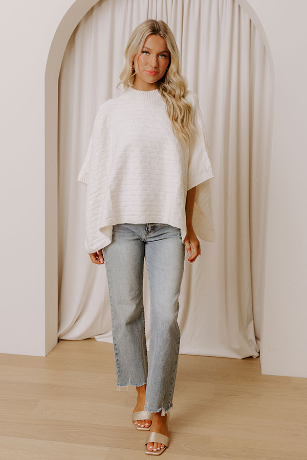 Chic Habits Cable Knit Poncho Top in Cream Image - 2