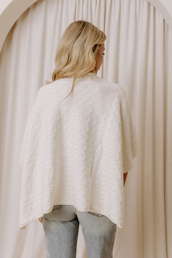 Chic Habits Cable Knit Poncho Top in Cream Image - 5