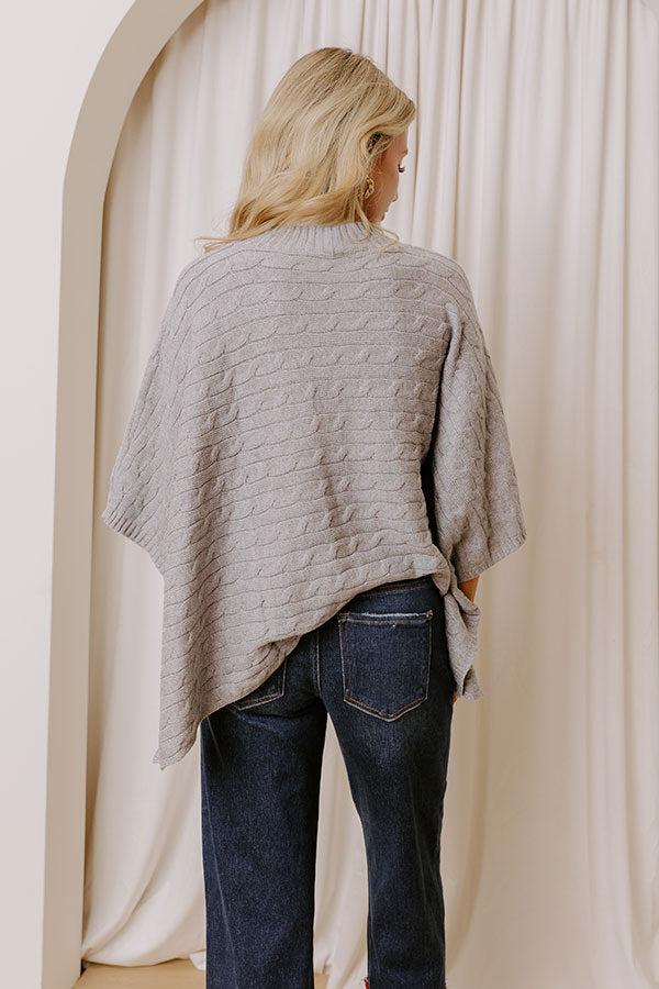 Chic Habits Cable Knit Poncho Top in Grey Image - 5