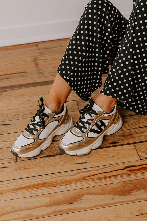 The Dash Faux Leather Sneaker in Gold Image - 3