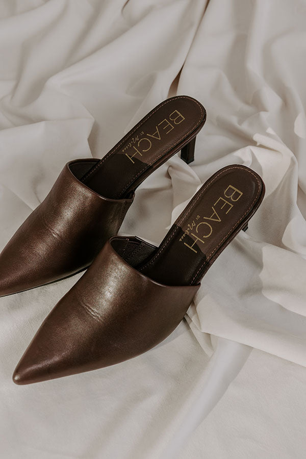 Garret Faux Leather Heeled Mule in Chestnut Image - 2