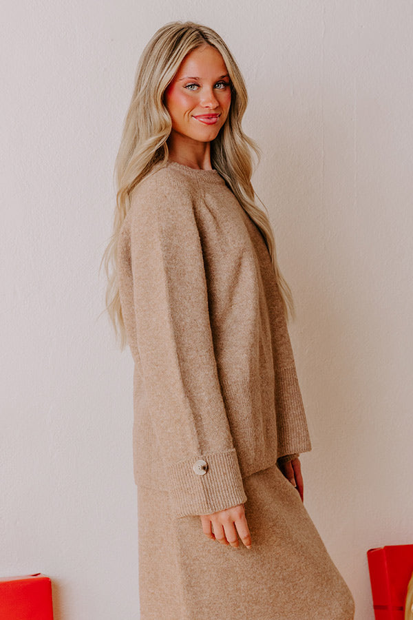 Falling for Cozy Knit Sweater Top in Iced Mocha Image - 5