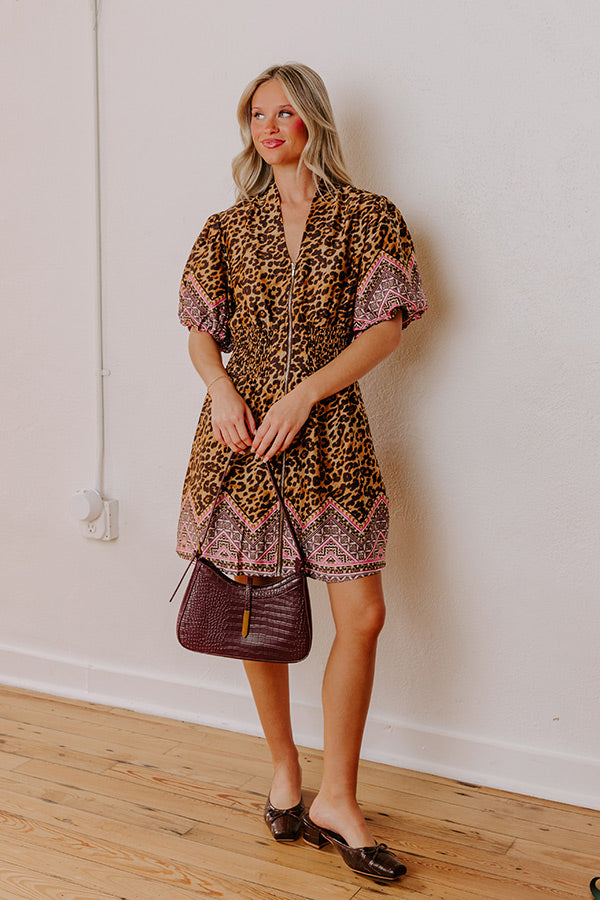 Wildly Chic Satin Leopard Mini Dress Image - 1