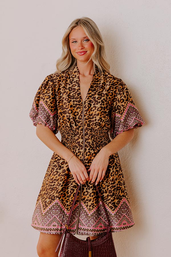 Wildly Chic Satin Leopard Mini Dress Image - 2