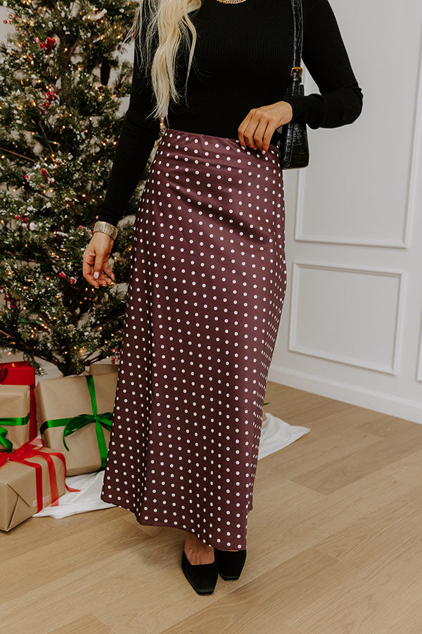 Effortless Spots High Waist Satin Midi Skirt Image - 1