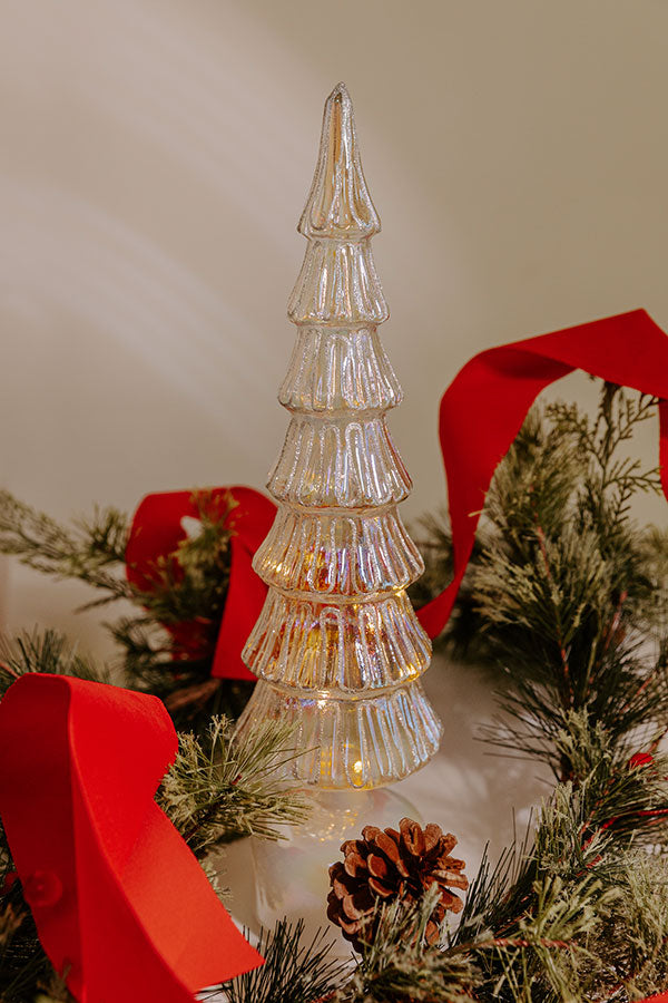 Twinkling Lights Revolving Light Up Glass Tree in Silver Image - 1