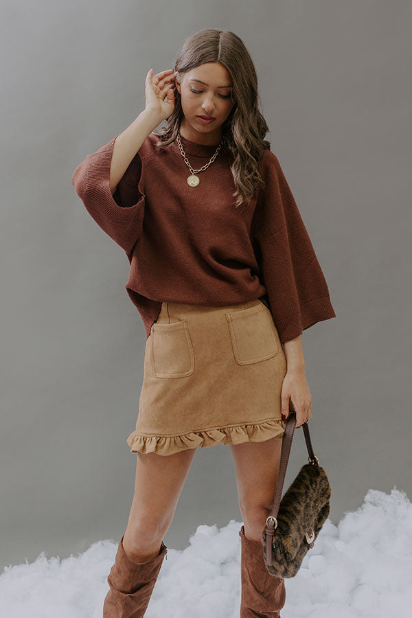 Coffee Shop Cuddles Knit Sweater Top in Chocolate Image - 4