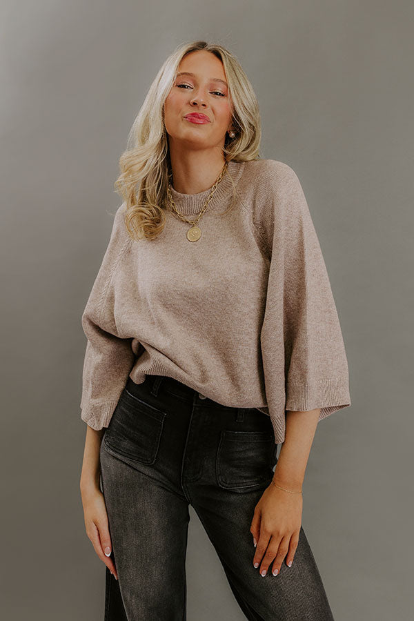Downtown Cozy Knit Sweater Top in Light Mocha Image - 1