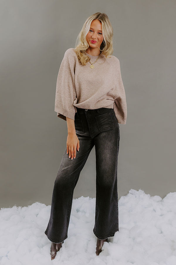 Downtown Cozy Knit Sweater Top in Light Mocha Image - 2