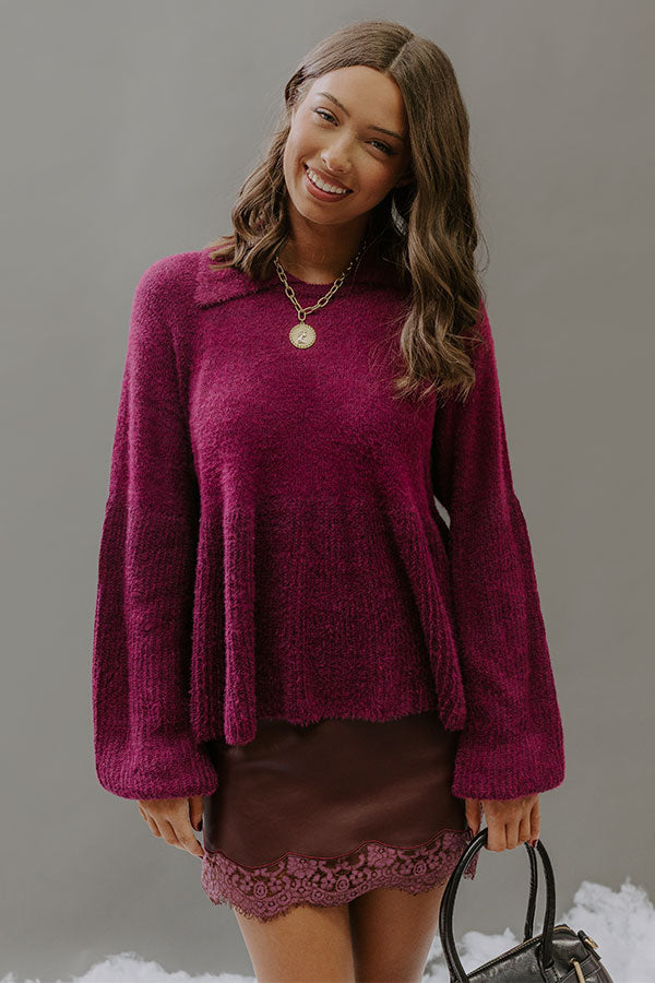 Cozy Moments Eyelash Knit Sweater in Maroon Image - 1