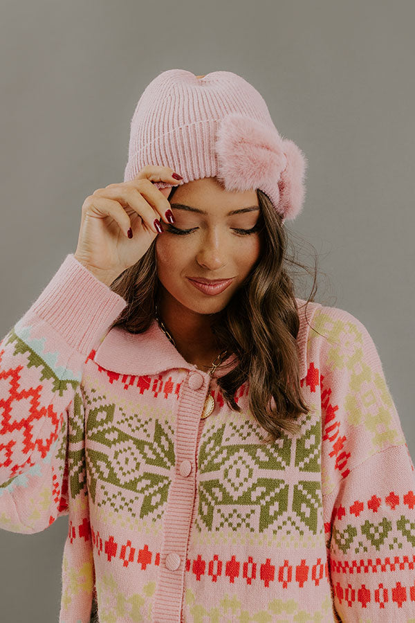 Cozy Moment Knit Beanie in Blush Image - 2
