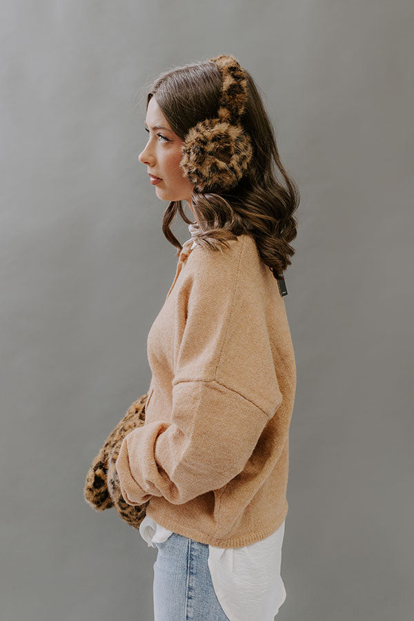 Coffee Shop Cutie Knit Cardigan in Camel Image - 3