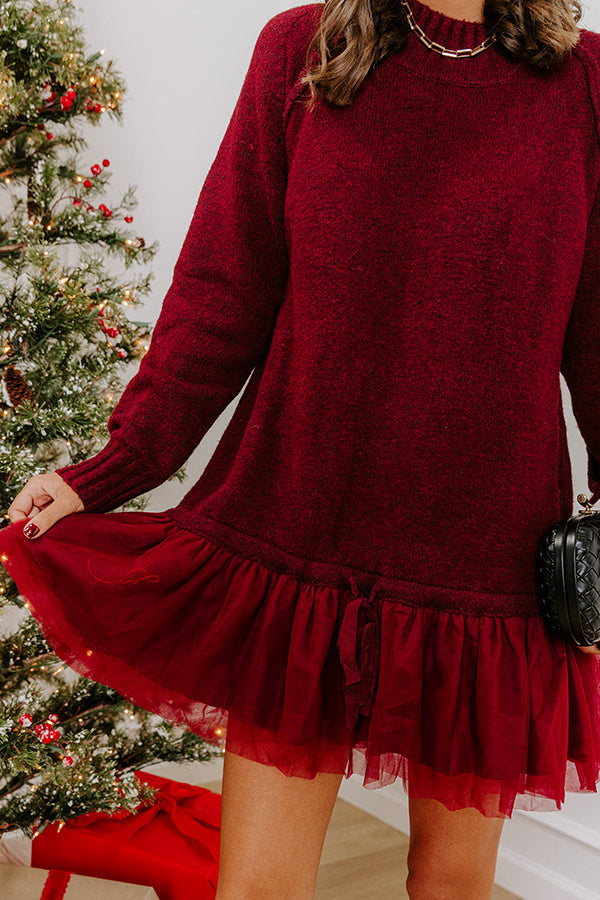 Upper East Chic Knit Sweater Mini Dress in Merlot Image - 4