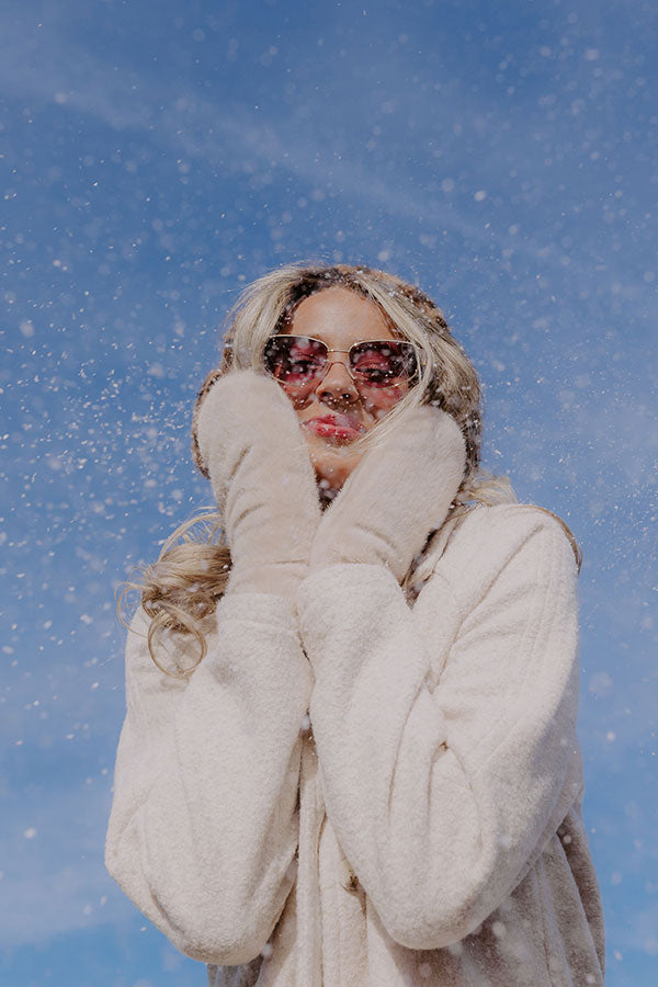 Cozy Feels Faux Fur Mittens in Oatmeal Image - 2