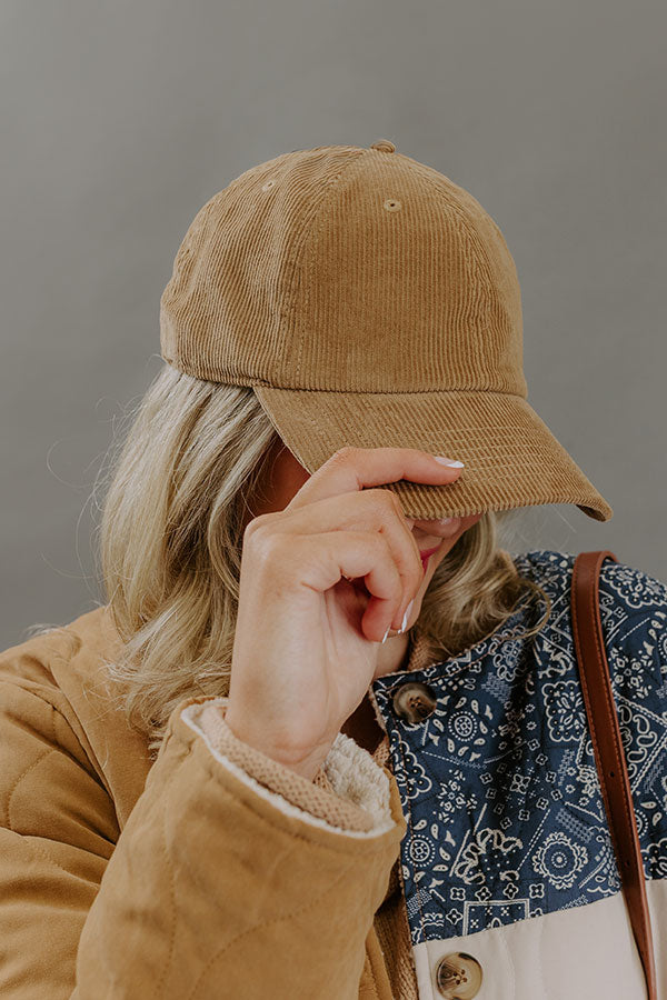 Girl On The Go Corduroy Baseball Cap in Iced Mocha Image - 2
