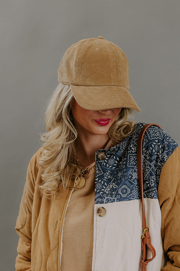 Girl On The Go Corduroy Baseball Cap in Iced Mocha Image - 1