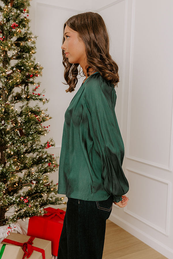 Manhattan Skyline Satin Top in Deep Forest Image - 4