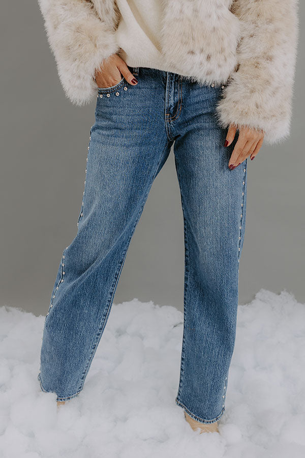 JUST USA Ava Low Rise Studded Jeans Image - 3