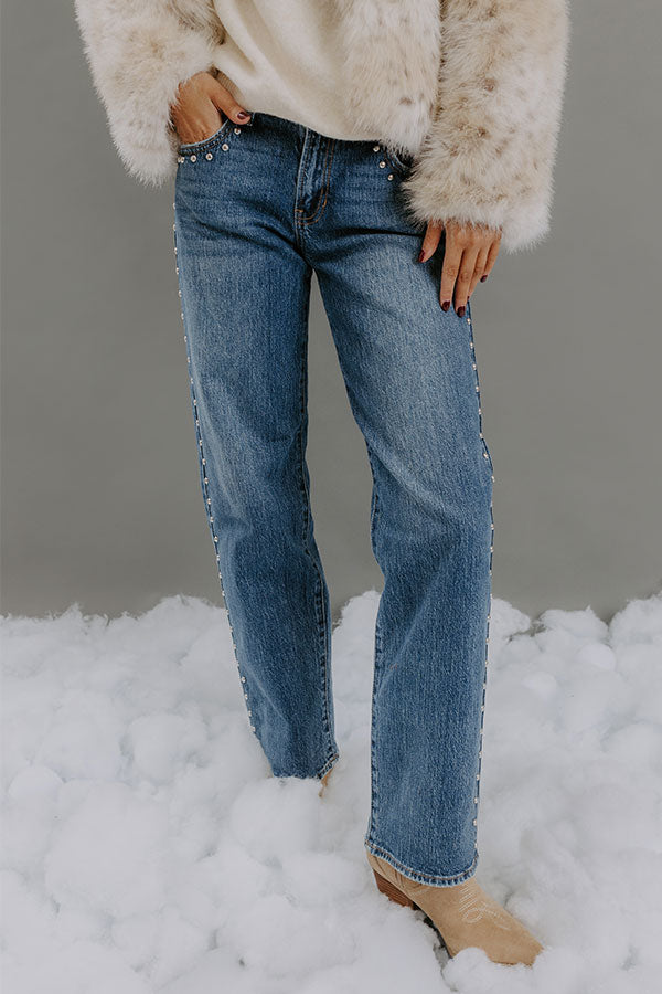 JUST USA Ava Low Rise Studded Jeans Image - 2