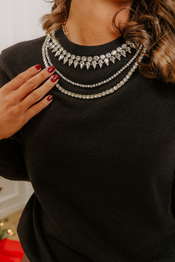 Glitz Avenue Embellished Sweater Top in Black Image - 3