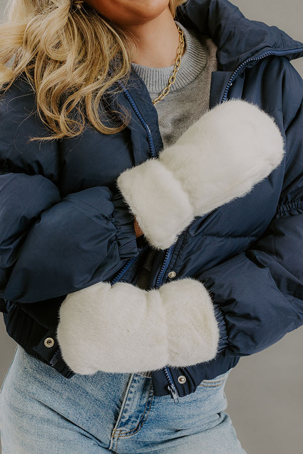 Cozy Feels Faux Fur Mittens in Ivory Image - 1