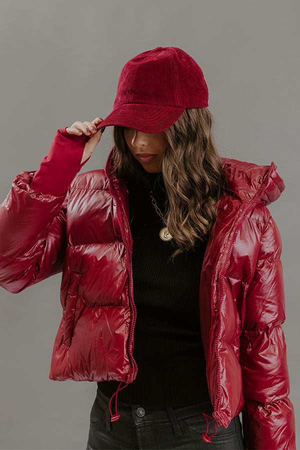 Girl On The Go Corduroy Baseball Cap in Merlot Image - 1