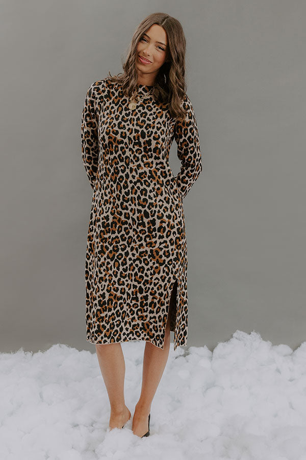 Metro Muse Knit Leopard Midi Dress Image - 3